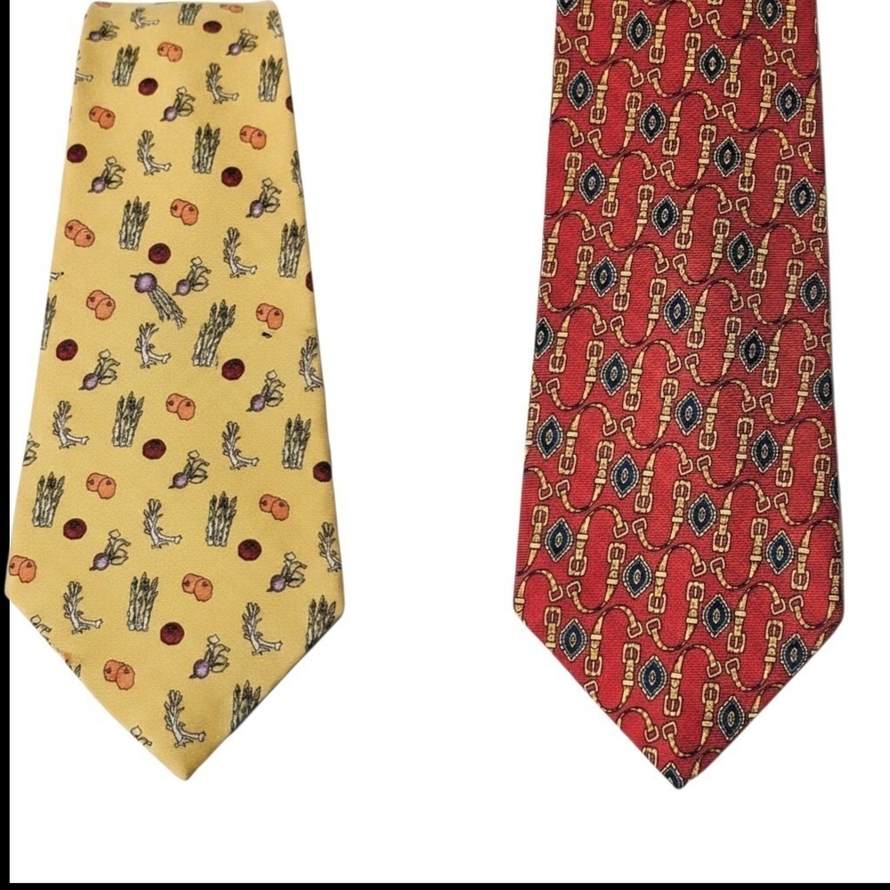 Brooks Brothers Makers  3.5'' Red Gold Necktie  Tie Silk USA LOT OF‎ 2